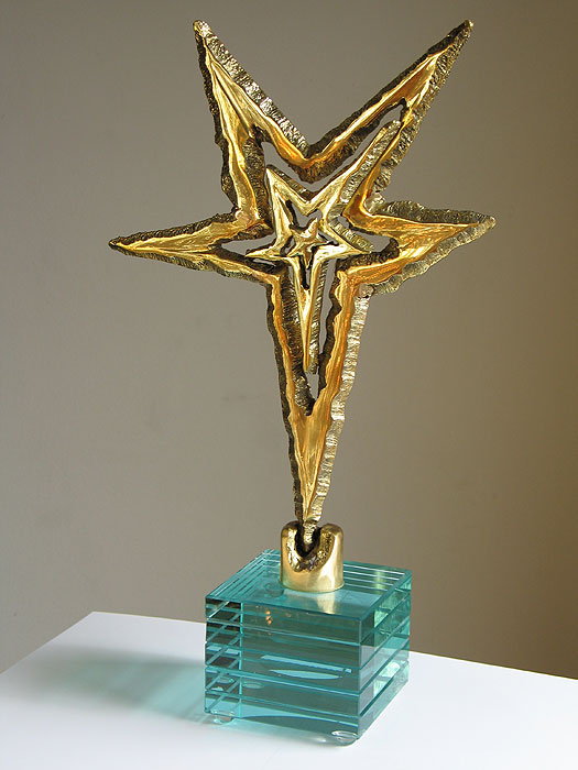 Award aus Bronze und Glas